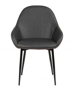 Ars manufacti Armlehnenstuhl Kia (2er-Set) - Kunstleder / Metall - Dunkelgrau / Schwarz -Deutschland Stühle Verkaufs-Shop 1000163190 190315 15245400042 GALLERYIMAGES P000000001000163190