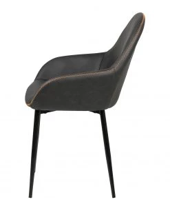 Ars manufacti Armlehnenstuhl Kia (2er-Set) - Kunstleder / Metall - Dunkelgrau / Schwarz -Deutschland Stühle Verkaufs-Shop 1000163190 190315 15245400043 GALLERYIMAGES P000000001000163190