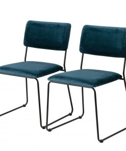 Ars manufacti Esszimmerstuhl Paulista (2er-Set) - Samt / Metall - Petrol