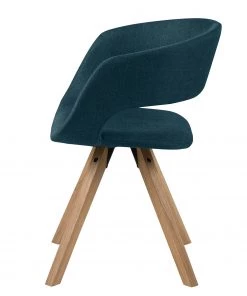 Mørteens Armlehnenstuhl Buggio - Webstoff / Gummibaum massiv - Webstoff Cors: Jeansblau - Einzelstuhl -Deutschland Stühle Verkaufs-Shop 1000164526 190315 07573200019 GALLERYIMAGES P000000001000164526