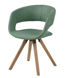 Mørteens Armlehnenstuhl Buggio - Webstoff / Gummibaum massiv - Webstoff Cors: Mintgrau - Einzelstuhl