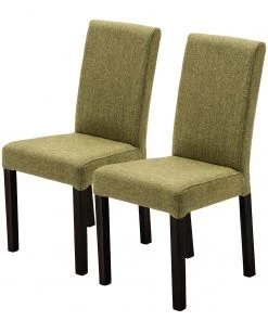 Ars Natura Esszimmerstuhl Flen II (2er-Set) - Webstoff / Buche massiv - Olivgrün - Buche Dunkel