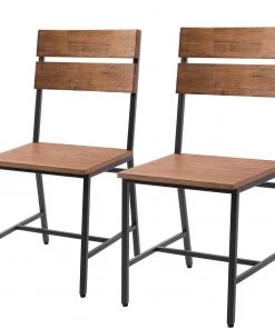 Ars manufacti Esszimmerstuhl Manchester II (2er Set) - Akazie massiv / Metall - Akazie - Schwarz