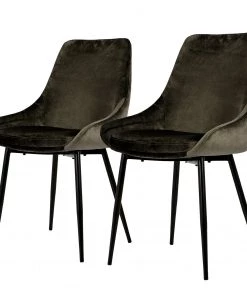 Tenzo Polsterstuhl Lex (2er Set) - Samt / Eisen - Schwarz - Braungrau