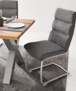 Fredriks Freischwinger Abenra - Strukturstoff / Stahl - Edelstahl - Grau - 2er Set -Deutschland Stühle Verkaufs-Shop 1000169170 191009 12245700007 MOOD DETAILS P000000001000169170 mood 2