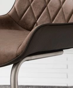 Fredriks Freischwinger Saval III (2er Set) - Kunstleder / Edelstahl - Vintage Braun -Deutschland Stühle Verkaufs-Shop 1000169676 191002 12143700017 DETAILS P000000001000169676