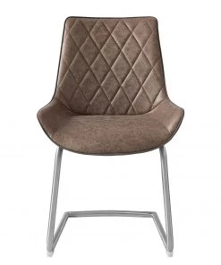 Fredriks Freischwinger Saval III (2er Set) - Kunstleder / Edelstahl - Vintage Braun -Deutschland Stühle Verkaufs-Shop 1000169676 191004 07033300023 DETAILS P000000001000169676