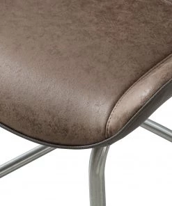 Fredriks Freischwinger Saval III (2er Set) - Kunstleder / Edelstahl - Vintage Braun -Deutschland Stühle Verkaufs-Shop 1000169676 191004 07033400028 DETAILS P000000001000169676