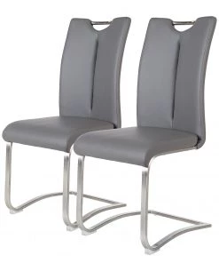 Fredriks Freischwinger Ratos (2er-Set) - Kunstleder / Edelstahl - Grau