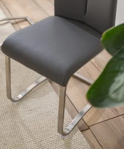 Fredriks Freischwinger Ratos (2er-Set) - Kunstleder / Edelstahl - Grau -Deutschland Stühle Verkaufs-Shop 1000169679 220819 048 DETAILS P000000001000169679