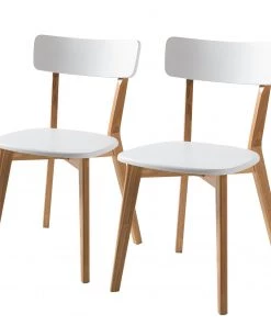 Mørteens Esszimmerstuhl Rob (2er-Set) - Esche teilmassiv - Weiß / Esche