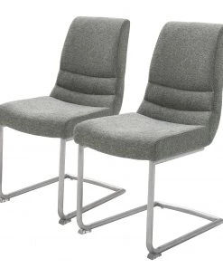 Loftscape Freischwinger Agestina (2er-Set) - Webstoff / Edelstahl - Grau