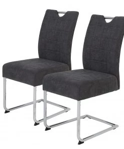 Loftscape Freischwinger Lopten I (2er-Set) - Webstoff / Stahl - Chrom