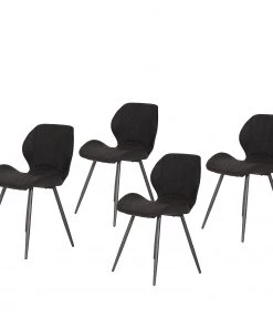 Loftscape Esszimmerstuhl Ripley (4er-Set) - Microfaser / Stahl - Anthrazit - Anthrazit