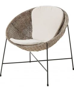 Ars manufacti Armlehnenstuhl Metti - Rattan / Stahl - Natur / Schwarz