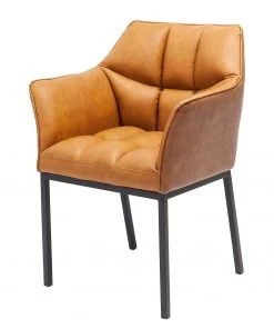 Kare Design Armlehnenstuhl Thinktank - Kunstleder / Stahl - Cognac / Schwarz