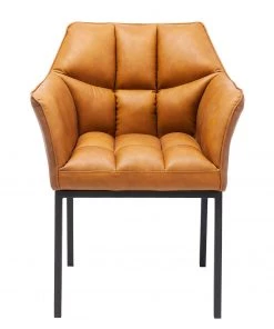 Kare Design Armlehnenstuhl Thinktank - Kunstleder / Stahl - Cognac / Schwarz -Deutschland Stühle Verkaufs-Shop 1000174183 190515 06331200011 GALLERYIMAGES P000000001000174183