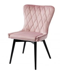 Kare Design Polsterstuhl Black Marshall - Samt / Buche massiv - Rosa / Schwarz