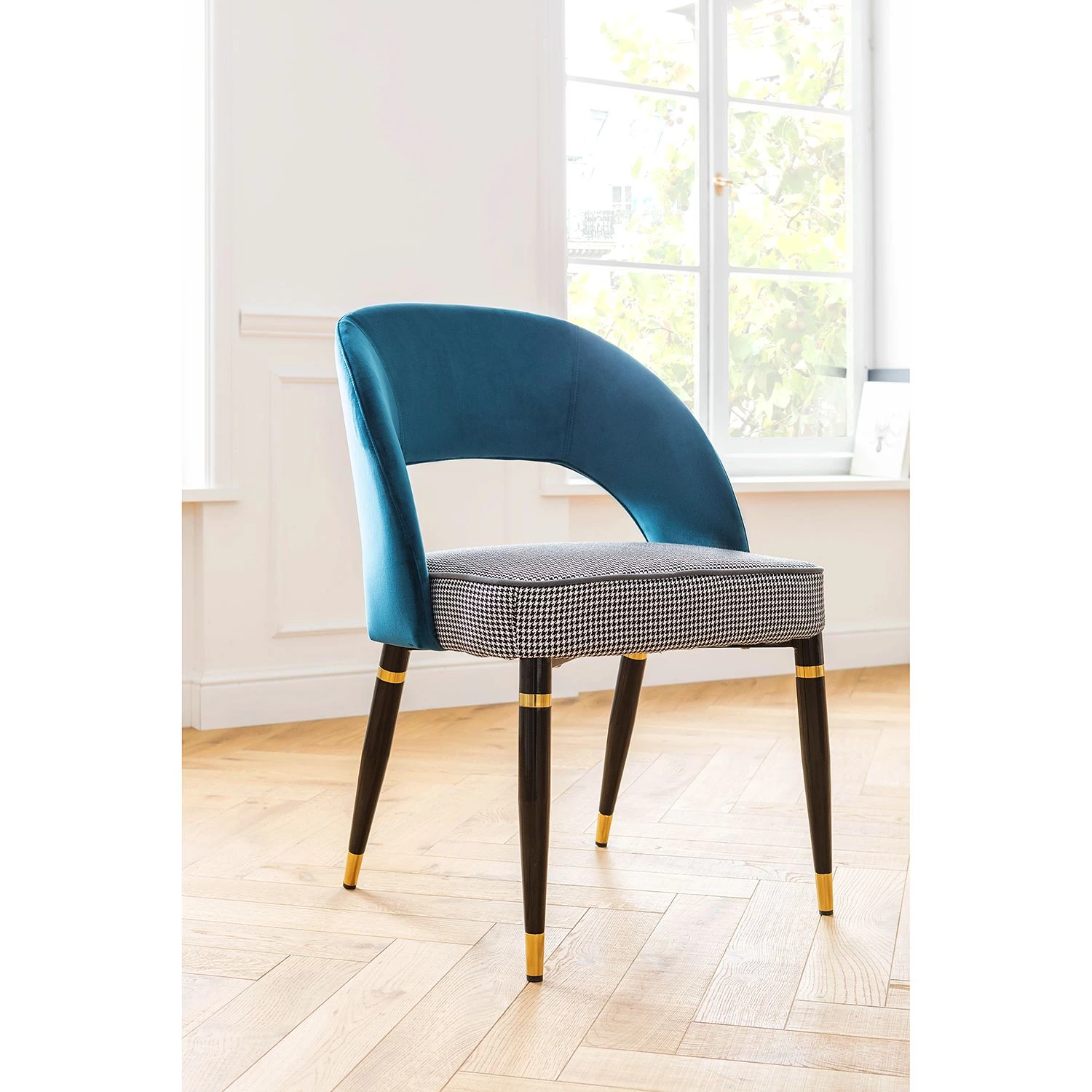 Kare Design Polsterstuhl Samantha - Webstoff / Samt - Grau / Türkis 2 Kare Design Polsterstuhl Samantha - Webstoff / Samt - Grau / Türkis – Bild 2