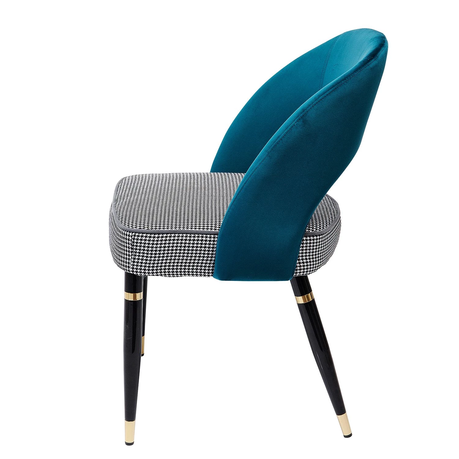 Kare Design Polsterstuhl Samantha - Webstoff / Samt - Grau / Türkis 4 Kare Design Polsterstuhl Samantha - Webstoff / Samt - Grau / Türkis – Bild 4