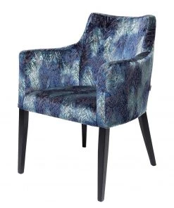 Kare Design Armlehnenstuhl Black Mode - Samt / Buche massiv - Schwarz - Blau