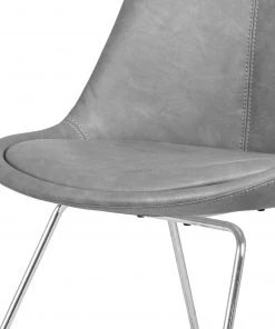 Tenzo Esszimmerstuhl Gina VI (2er-Set) - Kunstleder / Metall - Grau / Chrom -Deutschland Stühle Verkaufs-Shop 1000175505 190614 06463600008 GALLERYIMAGES P000000001000175505