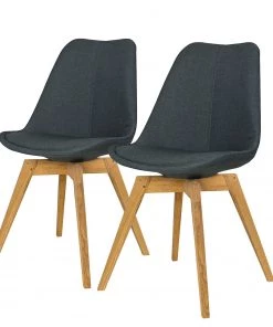 Tenzo Esszimmerstuhl Gina II (2er-Set) - Webstoff / Eiche massiv - Anthrazit / Eiche