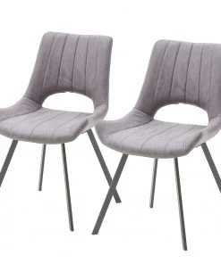 Loftscape Esszimmerstuhl Gingin (2er-Set) - Microfaser / Metall - Anthrazit - Lichtgrau