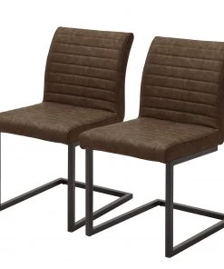 Ars manufacti Freischwinger Finga I (2er-Set) - Vintage Kunstleder Kasai: Braun - Schwarz