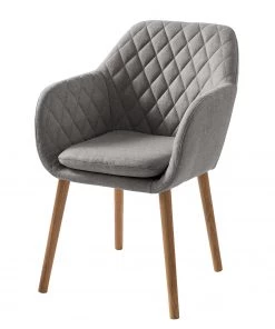 Mørteens Armlehnenstuhl Amalis - Webstoff / Eiche massiv - Hellgrau / Eiche