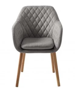 Mørteens Armlehnenstuhl Amalis - Webstoff / Eiche massiv - Hellgrau / Eiche -Deutschland Stühle Verkaufs-Shop 1000176578 191017 10280400009 DETAILS P000000001000176578