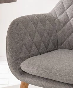 Mørteens Armlehnenstuhl Amalis - Webstoff / Eiche massiv - Hellgrau / Eiche -Deutschland Stühle Verkaufs-Shop 1000176578 200212 11371700009 DETAILS P000000001000176578