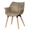 Ars manufacti Armlehnenstuhl Kantii I - Microfaser / Eiche massiv - Eiche - Vintage Kieselgrau - Einzelstuhl
