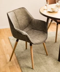 Ars manufacti Armlehnenstuhl Kantii I - Microfaser / Eiche massiv - Eiche - Vintage Kieselgrau - Einzelstuhl -Deutschland Stühle Verkaufs-Shop 1000176705 200302 11493700004 MOOD DETAILS P000000001000176705 mood