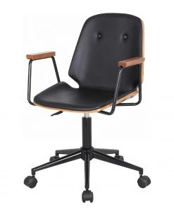 Mørteens Bürodrehstuhl Ganalu II - Kunstleder / Metall - Schwarz / Walnuss