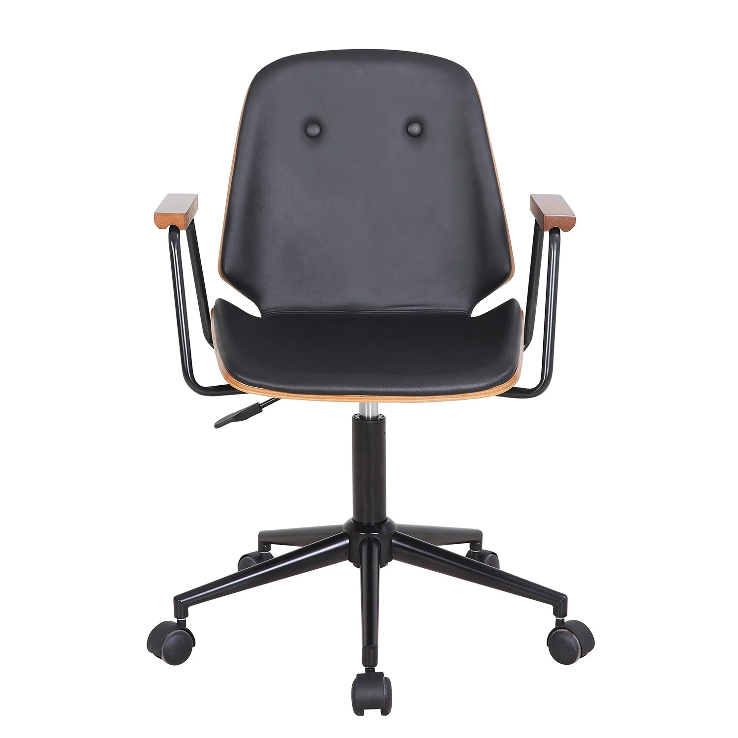 Mørteens Bürodrehstuhl Ganalu II - Kunstleder / Metall - Schwarz / Walnuss 3 Mørteens Bürodrehstuhl Ganalu II - Kunstleder / Metall - Schwarz / Walnuss – Bild 3