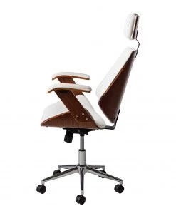 Fredriks Bürodrehstuhl Viiki - Kunstleder / Stahl - Weiß / Walnuss -Deutschland Stühle Verkaufs-Shop 1000176727 201022 13191300029 DETAILS P000000001000176727 2