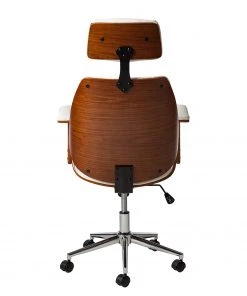 Fredriks Bürodrehstuhl Viiki - Kunstleder / Stahl - Weiß / Walnuss -Deutschland Stühle Verkaufs-Shop 1000176727 201022 13191400030 DETAILS P000000001000176727 2