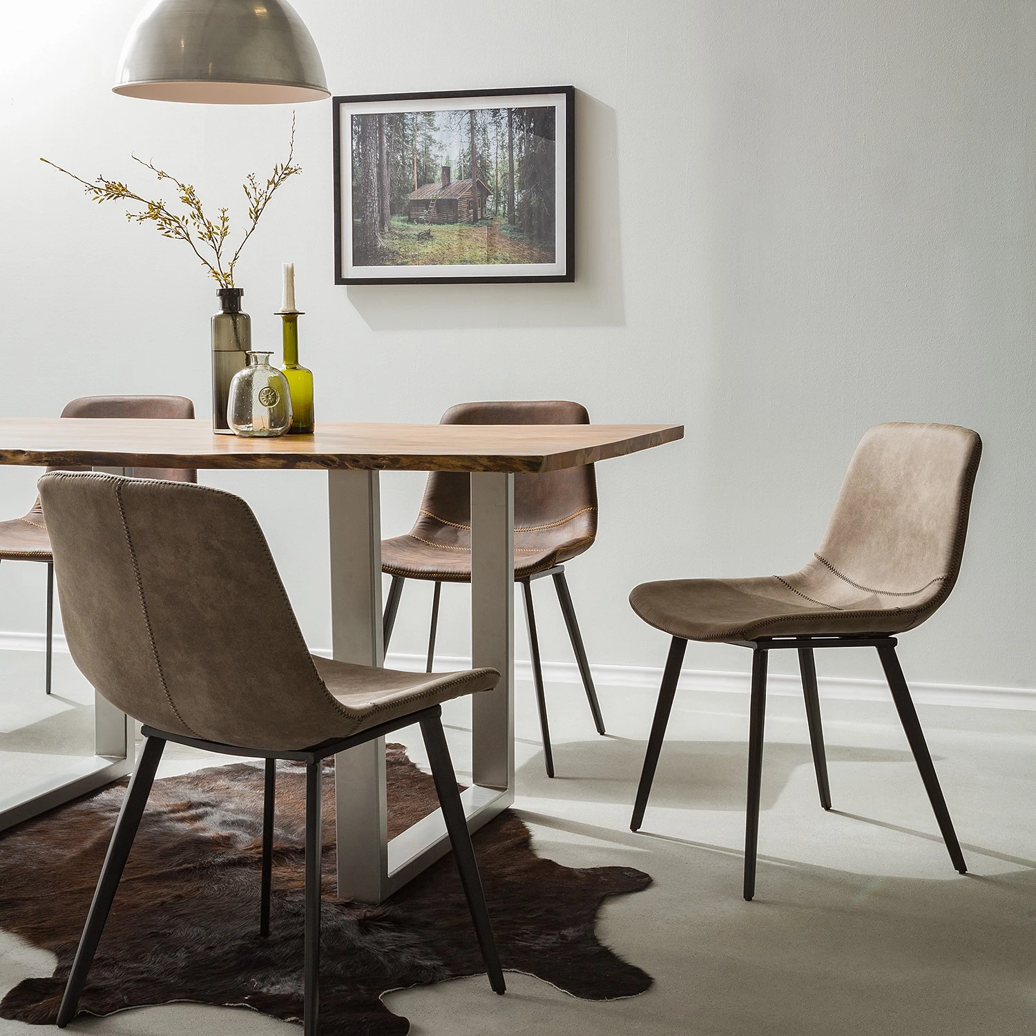 Ars manufacti Polsterstuhl Teini (2er-Set) - Microfaser / Stahl - Microfaser Colby: Vintage Cappuccino 2 Ars manufacti Polsterstuhl Teini (2er-Set) - Microfaser / Stahl - Microfaser Colby: Vintage Cappuccino – Bild 2