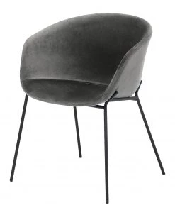 Norrwood Armlehnenstuhl Baxa II - Samt / Stahl - Schwarz - Grau