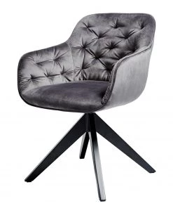 Jack & Alice Esszimmerstuhl Tibas - drehbar - Samt / Stahl - Schwarz - Silbergrau