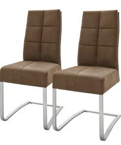 Fredriks Freischwinger Bury II (2er-Set) - Kunstleder / Edelstahl - Sand