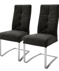 Fredriks Freischwinger Bury I (2er-Set) - Kunstleder / Edelstahl - Schwarz