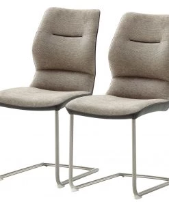 Fredriks Freischwinger Kiama (2er-Set) - Kunstleder / Flachgewebe - Edelstahl - Cappuccino