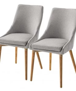 Mørteens Esszimmerstuhl Brea (2er-Set) - Webstoff / Esche massiv - Esche - Lichtgrau