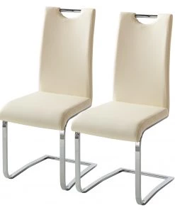 Fredriks Freischwinger Nevia I - Kunstleder / Metall - Chrom - Kunstleder Aleli: Cremeweiß - 2er Set