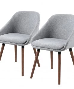 Mørteens Armlehnenstuhl Maadi (2er-Set) - Webstoff / Eisen - Hellgrau / Walnuss