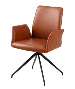 Fredriks Armlehnenstuhl Mailly II - drehbar - Kunstleder / Stahl - Braun / Schwarz