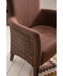 Ars Natura Armlehnenstuhl Esquina - Kunstleder / Rattan - Vintage Braun / Hellbraun meliert -Deutschland Stühle Verkaufs-Shop 1000184165 200317 14293400002 DETAILS P000000001000184165