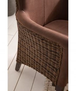 Ars Natura Armlehnenstuhl Esquina - Kunstleder / Rattan - Vintage Braun / Hellbraun meliert -Deutschland Stühle Verkaufs-Shop 1000184165 200317 14293400003 DETAILS P000000001000184165